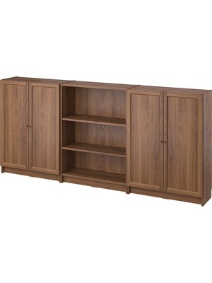 IKEA Modern Kahverengi Kapaklı Kitaplık 240X30X106 cm - Salon Çalışma Odası Kaliteli Dolap - Şık Depolama