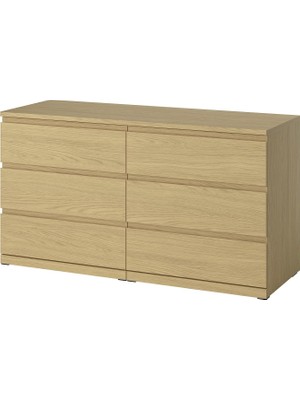 IKEA Modern Kahverengi 6 Çekmeceli Şifonyer 140X50X75 cm - Yatak Odası Kaliteli Dolap - Şık Depolama Çözümü