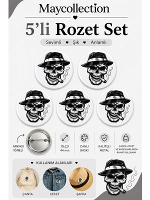 Kuru Kafa  Rozet Seti Ceket-Çanta-Kalemlik-Şapka-Aksesuar Rozeti  (44MM) 5 Adet