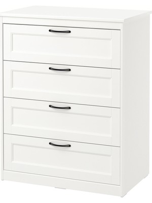 IKEA Modern Beyaz 4 Çekmeceli Şifonyer 82X104 cm - Yatak Odası Kaliteli Dolap - Şık Depolama Çözümü