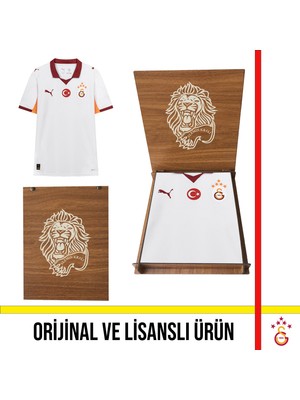 Galatasaray Lisanslı Puma 2025-2026 Beyaz Deplasman Forması Aslan Ahşap Kutulu 77981102