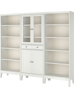 IKEA Modern Beyaz Kapaklı Kitaplık 244X39X211 cm - Salon Çalışma Odası Kaliteli Dolap - Şık Depolama