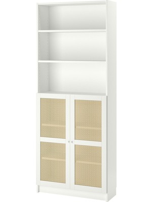 IKEA Modern Beyaz Kapaklı Kitaplık 80X30X202 cm - Salon Çalışma Odası Kaliteli Dolap - Şık Depolama