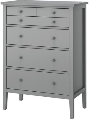 IKEA Modern Gri 6 Çekmeceli Şifonyer 89X48X122 cm - Yatak Odası Kaliteli Dolap - Şık Depolama Çözümü