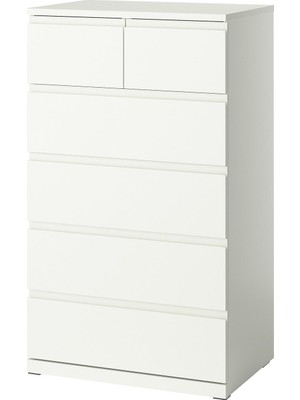 IKEA Modern Beyaz 6 Çekmeceli Şifonyer 70X50X120 cm - Yatak Odası Kaliteli Dolap - Şık Depolama Çözümü