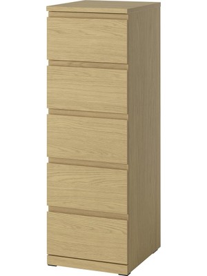 IKEA Modern Kahverengi 5 Çekmeceli Şifonyer 40X50X120 cm - Yatak Odası Kaliteli Dolap - Şık Depolama Çözümü