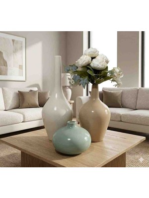 Migo Home Seramik Vazo Üçlü Set