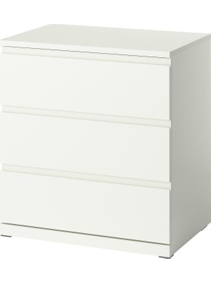 IKEA Modern Beyaz 3 Çekmeceli Şifonyer 70X50X75 cm - Yatak Odası Kaliteli Dolap - Şık Depolama Çözümü