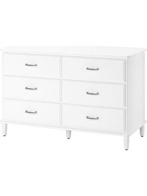 IKEA Modern Beyaz 6 Çekmeceli Şifonyer 127X81 cm - Yatak Odası Kaliteli Dolap - Şık Depolama Çözümü