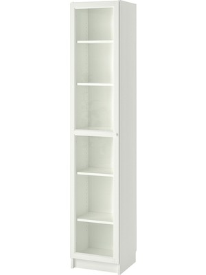 IKEA Modern Beyaz Cam Kapaklı Kitaplık 40X42X202 cm - Salon Çalışma Odası Kaliteli Dolap - Şık Depolama