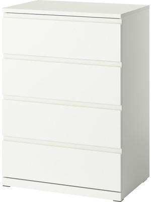 IKEA Modern Beyaz 4 Çekmeceli Şifonyer 70X50X98 cm - Yatak Odası Kaliteli Dolap - Şık Depolama Çözümü