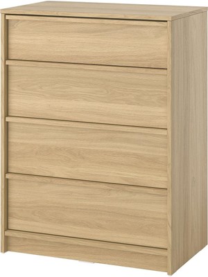 IKEA Modern Kahverengi 4 Çekmeceli Şifonyer 80X48X107 cm - Yatak Odası Kaliteli Dolap - Şık Depolama Çözümü