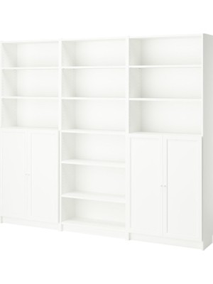 IKEA Modern Beyaz Kapaklı Kitaplık 240X30X202 cm - Salon Çalışma Odası Kaliteli Dolap - Şık Depolama