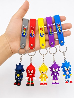 Biton Toptan 5 Adet  Süper Sonic Anahtarlık Karakter Figür – Karakter Charm Çanta ve Anahtar Süsü