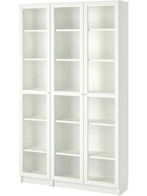 IKEA Modern Beyaz Cam Kapaklı Kitaplık 120X30X202 cm - Salon Çalışma Odası Kaliteli Dolap - Şık Depolama