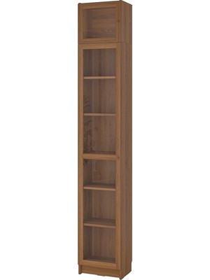 IKEA Modern Kahverengi Cam Kapaklı Kitaplık 40X30X237 cm - Salon Çalışma Odası Kaliteli Dolap - Şık Depolama