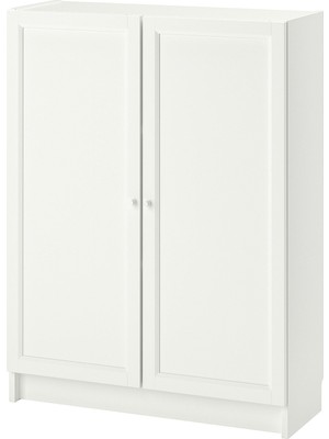 IKEA Modern Beyaz Kapaklı Kitaplık 80X30X106 cm - Salon Çalışma Odası Kaliteli Dolap - Şık Depolama