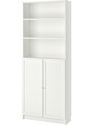 IKEA Modern Beyaz Kapaklı Kitaplık 80X30X202 cm - Salon Çalışma Odası Kaliteli Dolap - Şık Depolama