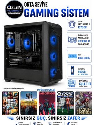 Özlen X69 İ7 13700F RX 9060 XT 8GB 16GB DDR5 RAM 500GB M.2 SSD Oyuncu Bilgisayarı
