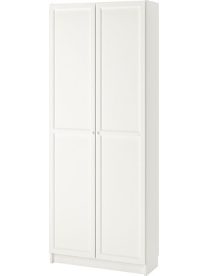 IKEA Modern Beyaz Kapaklı Kitaplık 80X42X202 cm - Salon Çalışma Odası Kaliteli Dolap - Şık Depolama