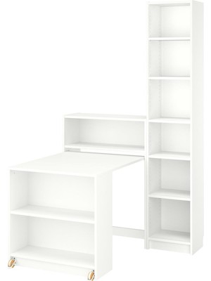 IKEA Modern Beyaz Kitaplık 120X202 cm - Salon Çalışma Odası Kaliteli Dolap - Şık Depolama
