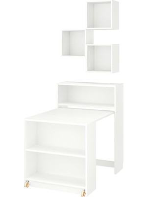 IKEA Modern Beyaz Kitaplık 80X106 cm - Salon Çalışma Odası Kaliteli Dolap - Şık Depolama