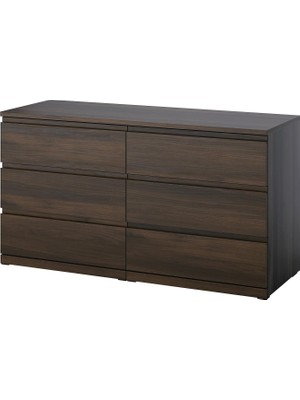 IKEA Modern Kahverengi 6 Çekmeceli Şifonyer 140X50X75 cm - Yatak Odası Kaliteli Dolap - Şık Depolama Çözümü