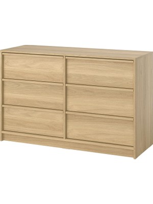 IKEA Modern Kahverengi 6 Çekmeceli Şifonyer 139X48X87 cm - Yatak Odası Kaliteli Dolap - Şık Depolama Çözümü
