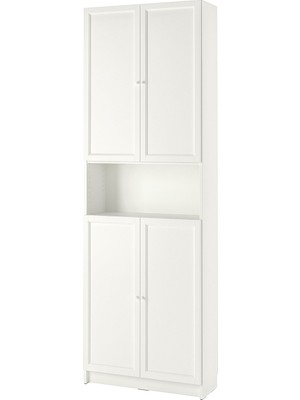 IKEA Modern Beyaz Kapaklı Kitaplık 80X30X237 cm - Salon Çalışma Odası Kaliteli Dolap - Şık Depolama