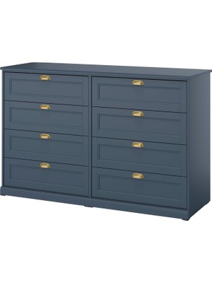 IKEA Modern Mavi 8 Çekmeceli Şifonyer 160X51X101 cm - Yatak Odası Kaliteli Dolap - Şık Depolama Çözümü