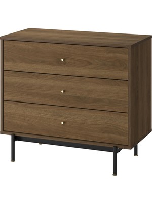 IKEA Modern Kahverengi 3 Çekmeceli Şifonyer 90X48X81 cm - Yatak Odası Kaliteli Dolap - Şık Depolama Çözümü