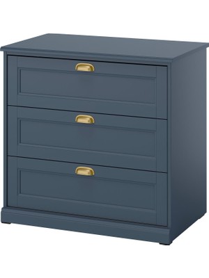 IKEA Modern Mavi 3 Çekmeceli Şifonyer 82X51X78 cm - Yatak Odası Kaliteli Dolap - Şık Depolama Çözümü