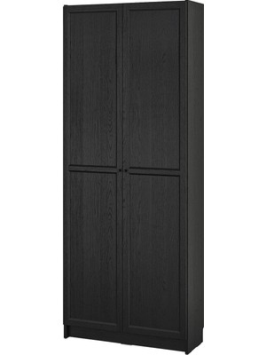 IKEA Modern Siyah Kapaklı Kitaplık 80X30X202 cm - Salon Çalışma Odası Kaliteli Dolap - Şık Depolama