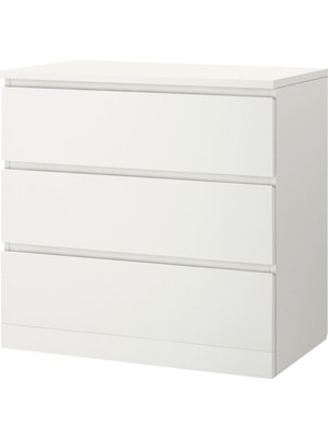 IKEA Modern Beyaz 3 Çekmeceli Şifonyer 80X78 cm - Yatak Odası Kaliteli Dolap - Şık Depolama Çözümü