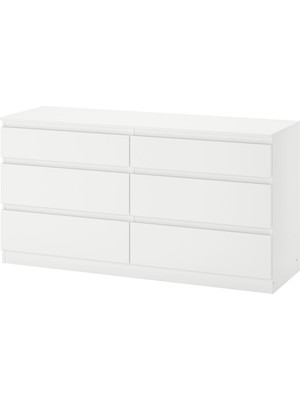 IKEA Modern Beyaz 6 Çekmeceli Şifonyer 140X72 cm - Yatak Odası Kaliteli Dolap - Şık Depolama Çözümü