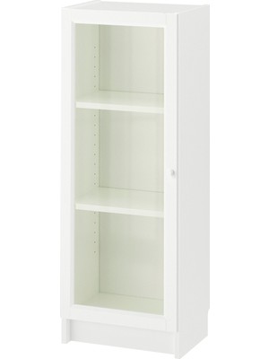 IKEA Modern Beyaz Cam Kapaklı Kitaplık 40X30X106 cm - Salon Çalışma Odası Kaliteli Dolap - Şık Depolama