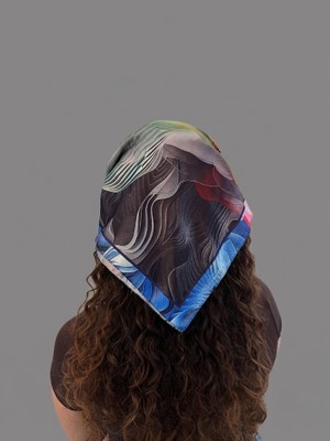 Gistoria Kadın Desenli Rayon Kumaş Bandana Fular 55X55 cm
