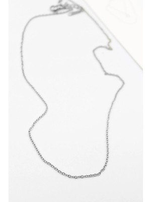 Gümüş Renk Çelik Zincir Kolye 45 cm Minimal Şık Tasarım Kaliteli