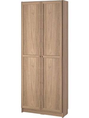 IKEA Modern Kahverengi Kapaklı Kitaplık 80X30X202 cm - Salon Çalışma Odası Kaliteli Dolap - Şık Depolama