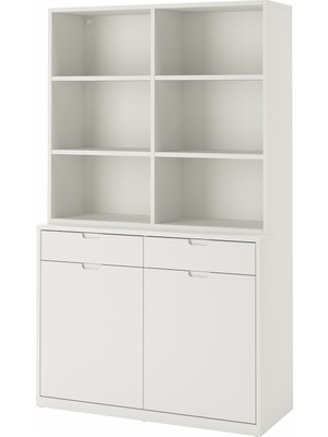 IKEA Modern Beyaz Kitaplık 120X47X201 cm - Salon Çalışma Odası Kaliteli Dolap - Şık Depolama