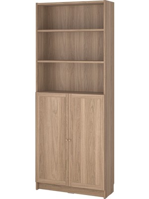 IKEA Modern Kahverengi Kapaklı Kitaplık 80X30X202 cm - Salon Çalışma Odası Kaliteli Dolap - Şık Depolama