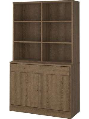 IKEA Modern Kahverengi Kitaplık 121X201 cm - Salon Çalışma Odası Kaliteli Dolap - Şık Depolama