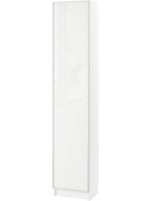 IKEA Modern Beyaz Cam Kapaklı Kitaplık 40X30X202 cm - Salon Çalışma Odası Kaliteli Dolap - Şık Depolama