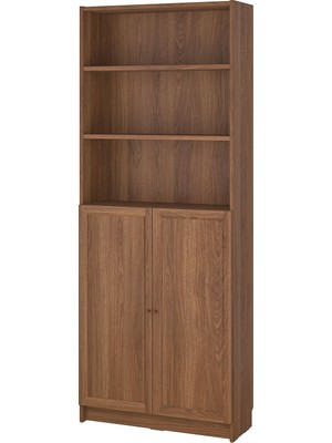 IKEA Modern Kahverengi Kapaklı Kitaplık 80X30X202 cm - Salon Çalışma Odası Kaliteli Dolap - Şık Depolama