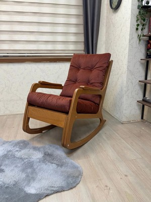 Asedia Kontes Kiremit Sallanan Sandalye Sallanan Koltuk Tv Koltuğu Baba Koltuğu - Açık Ceviz-Kiremit