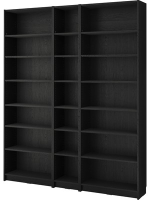 IKEA Modern Siyah Kitaplık 200X28X237 cm - Salon Çalışma Odası Kaliteli Dolap - Şık Depolama