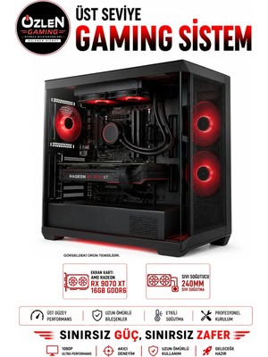 Özlen XXL29 RYZEN 5 7500X3D RX 9070 XT 16GB 500GB M.2 SSD 16GB DDR5 RAM Üst Seviye Oyuncu Bilgisayarı