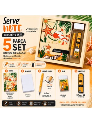 Serve Deep Serisi Versatil 07 Mekanik Uclu Kalem+Defter   5 Li Set- Okyanus Hardal
