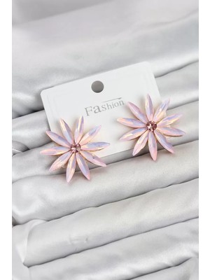 Uslucan Alışveriş Pembe Kristal Taşlı Lotus Model Kadın Küpe TJ-BKP11927