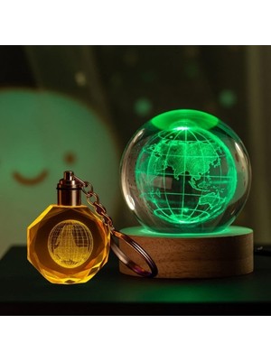 HemenGo Toptan Renk Değiştiren Dünya Tasarımlı Cam Küre ve Kristal Anahtarlık